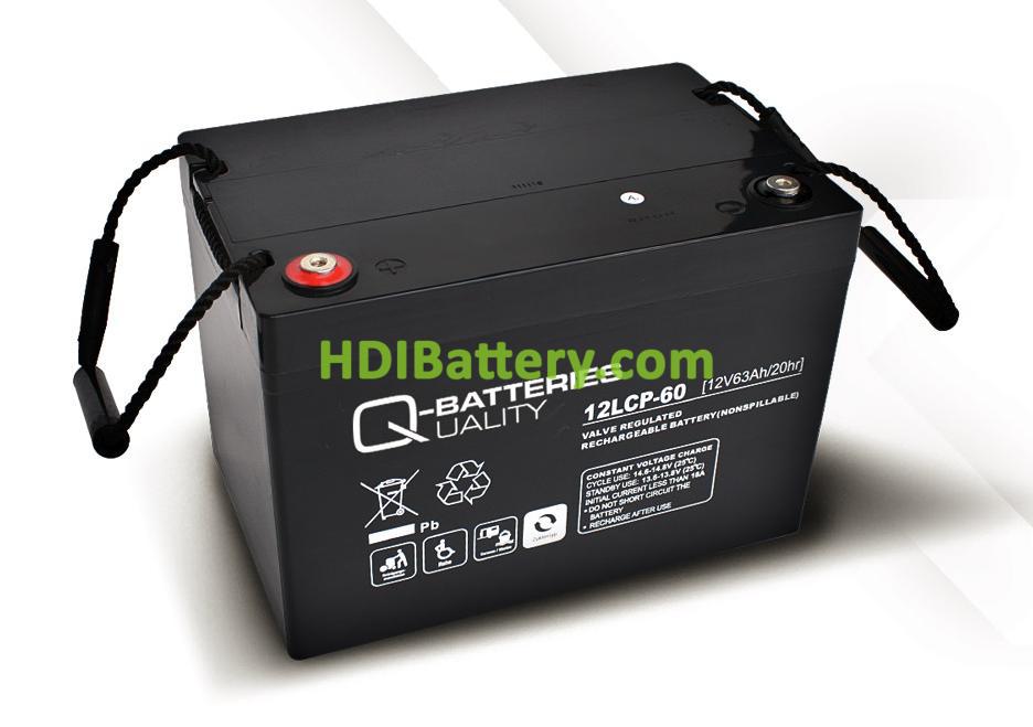 Batería para UPS SAI 12v 63Ah Plomo Agm Q Batteries 12LCP 60 HDI Battery