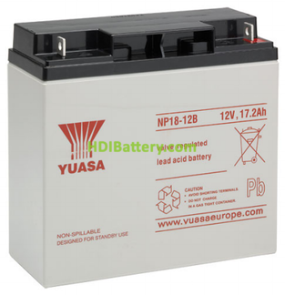 Batera para luces de emergencia 12V 18Ah Yuasa NP18-12B