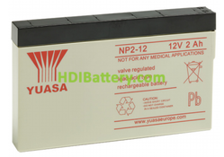 Batería de plomo AGM NP2-12 Yuasa 12 voltios 2 amperios 150mm x 20mm x 89mm