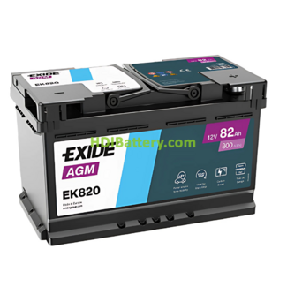 Batera de arranque AGM EK820 Exide 12V 82ah 