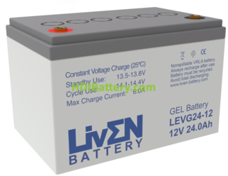 Batera para moto electrica 12v 24ah Gel Puro LEVG24-12 LIVEN