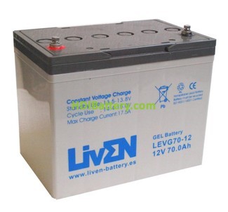 Batera solar gel 12v 70Ah LEVG70-12 Liven