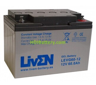 Batería de gel 12V 60Ah C20 ciclo profundo Liven LEVG60-12S