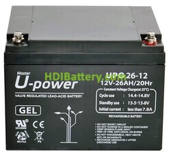 Batería de Plomo Gel VRLA U-POWER UPG26-12 12V 26Ah