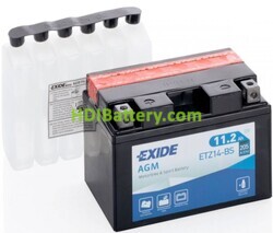 Batería de moto EXIDE ETZ14-BS AGM 12V 11.2 Ah