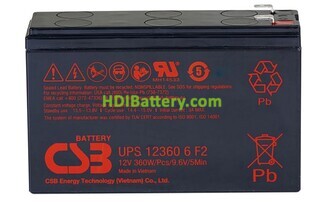 Batera de Plomo 12 Voltios 7,5 Amperios 360W - UPS 12360 6 F2 F1 CSB