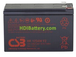 Batería de Plomo 12 Voltios 9 Amperios 34W HR1234W CSB