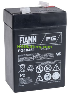 Batera de Plomo AGM 6 Voltios 4.5 Amperios FG10451 FIAMM
