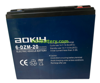 Batera para patinete elctrico 12V 20Ah Aokly Power 6DZM20