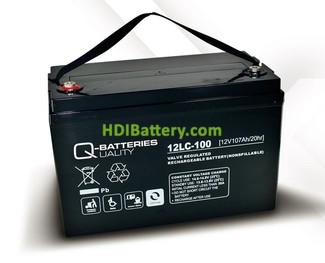 Batera de plomo AGM cclica 12v 107Ah 12LC-100 Q-Batteries