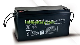 Batera de plomo AGM cclica 12v 160Ah 12LC-150 Q-Batteries