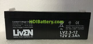 Batera de Plomo AGM Liven Battery LV2.3-12 12V 2.3Ah