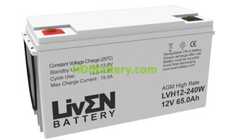 Batera de plomo AGM LVH12-240W FR Liven Battery 12V 65Ah
