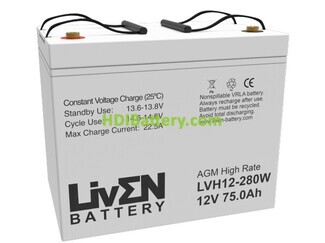 Batería de plomo AGM LVH12-280W FR Liven Battery 12V 75Ah