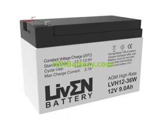 Batera de plomo AGM LVH12-36W Liven Battery 12V 9Ah