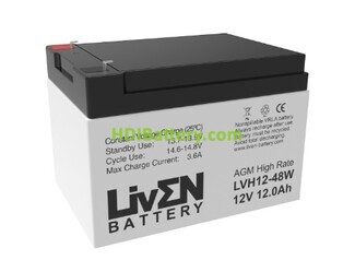 Batera de plomo AGM LVH12-48W Liven Battery 12V 12Ah