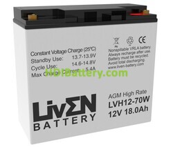 Batería de plomo AGM LVH12-70W Liven Battery 12V 18Ah