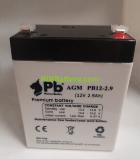Batera de plomo AGM Premium Battery PB12-2.9 12V 2.9Ah