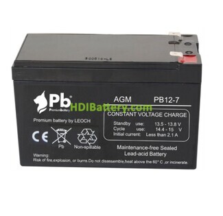 Batera de plomo AGM Premium Battery PB12-7 12V 7Ah