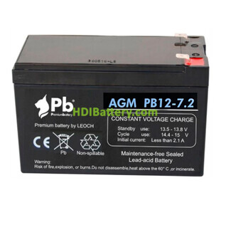 Batera de plomo AGM Premium Battery PB12-7.2 T2 12V 7.2Ah