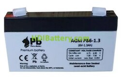 Batería de plomo AGM Premium Battery PB6-1.3 6V 1.3Ah