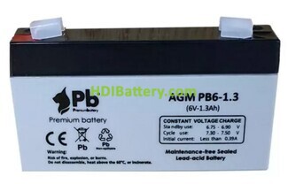 Batera de plomo AGM Premium Battery PB6-1.3 6V 1.3Ah