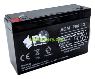 Batera de plomo AGM Premium Battery PB6-12 6V 12Ah