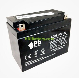 Batera de plomo AGM Premium Battery PB6-20 6V 20Ah