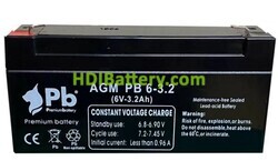 Batería de plomo AGM Premium Battery PB6-3.2 6V 3.2Ah 