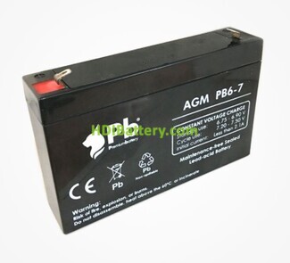 Batera de plomo AGM Premium Battery PB6-7 6V 7Ah 
