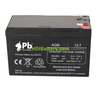 Batera de plomo AGM Premium Battery PBX12-7 12V 7Ah