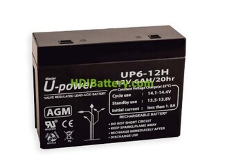 Batera de Plomo AGM U-Power UP6.0-12H 12V 6Ah