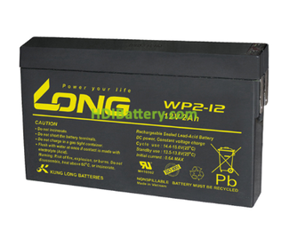 Batera para electromedicina 12V 2Ah Long WP2-12