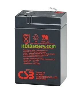 Batería de Plomo GP645 CSB Battery 6V 4,5Ah