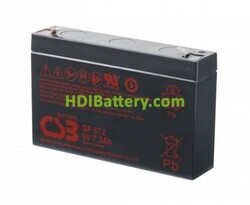 Batería de Plomo GP672 CSB Battery 6V 7,2Ah