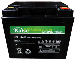 Batera para silla de ruedas LiFePO4 12.8 Voltios 40 Amperios Kaise KBLI12400 197x165x170 mm