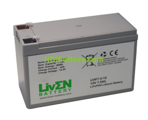 Batera LiFePO4 12.8 Voltios 7.5 Amperios Liven Battery 152x65x94 mm 