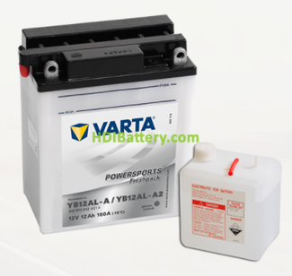 Bateria para moto Varta 12v 12ah 160A PowerSports Freshpack YB12AL-A-YB12AL-A2 136 x 82 x 161 mm