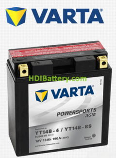 Bateria para moto Varta 12v 13ah 190A AGM PowerSports YT14B-4 , YT14B-BS , 512 903 013 152 x 70 x 150 mm