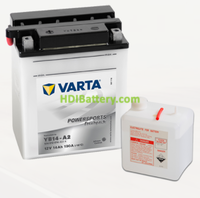 Bateria para moto Varta 12v 14ah 190A PowerSports Freshpack YB14-A2 136 x 91 x 166 mm