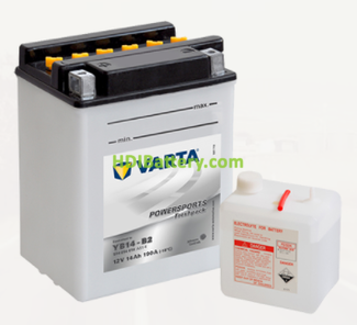 Bateria para moto Varta 12v 14ah 190A PowerSports Freshpack YB14-B2 134 x  89 x 166 mm - HDI Battery
