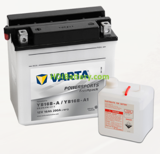 Bateria para moto Varta 12v 16ah 200A PowerSports Freshpack YB16B-A-YB16B-A1 158 x 89 x 162 mm