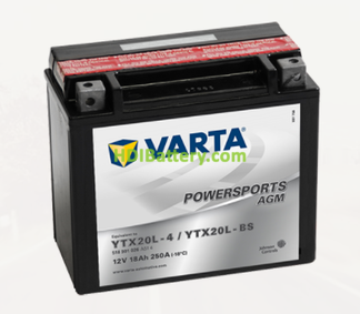 Bateria para moto Varta 12v 18ah 250A PowerSports AGM YTX20L-4-YTX20L-BS 177 x 88 x 156 mm