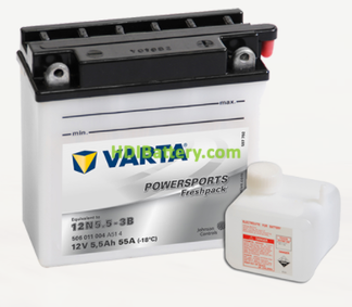 Bateria para moto Varta 12v 5,5ah 55A PowerSports Freshpack 12N5.5-3B 136 x 61 x 131 mm