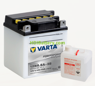 Bateria para moto Varta 12v 5,5ah 58A PowerSports Freshpack 12N5.5A-3B 103 x 90 x 114 mm