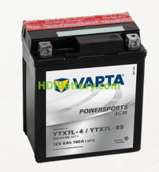 Bateria para moto Varta 12v 6ah 100A PowerSports AGM YTX7L-4/YTX7L-BS 114 x 71 x 131 mm