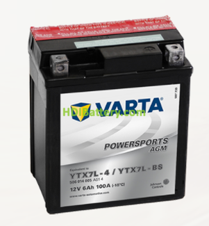 Bateria para moto Varta 12v 6ah 100A PowerSports AGM YTX7L-4-YTX7L-BS 114 x 71 x 131 mm
