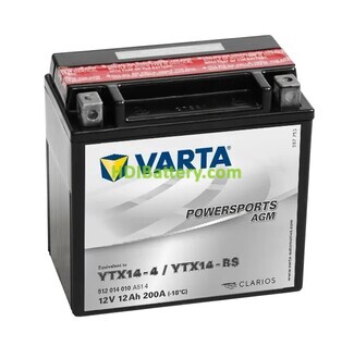 Batera para moto Varta AGM PowerSports YTX14-4 - YTX14-BS 12V 12Ah 200A 