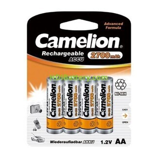 Pack de 4 unidades Batería recargable cilíndrica Camelion NI-MH AA 2700mAh