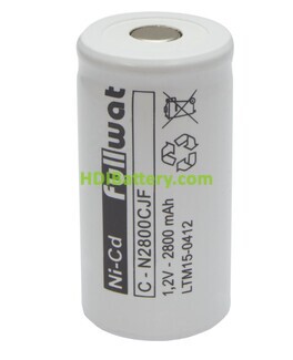 Batera recargable cilndrica Ni-Cd N2800CJF FULLWAT 1.2 Vdc 2.800Ah